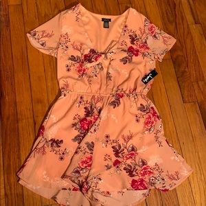 Medium Salmon Pink Floral Romper